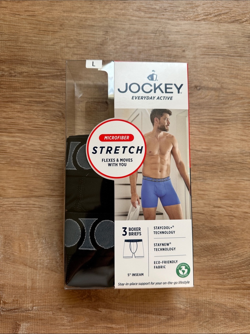Jockey Everyday Active Men's Black Microfiber Stretch Boxer Briefs - 2 Pack